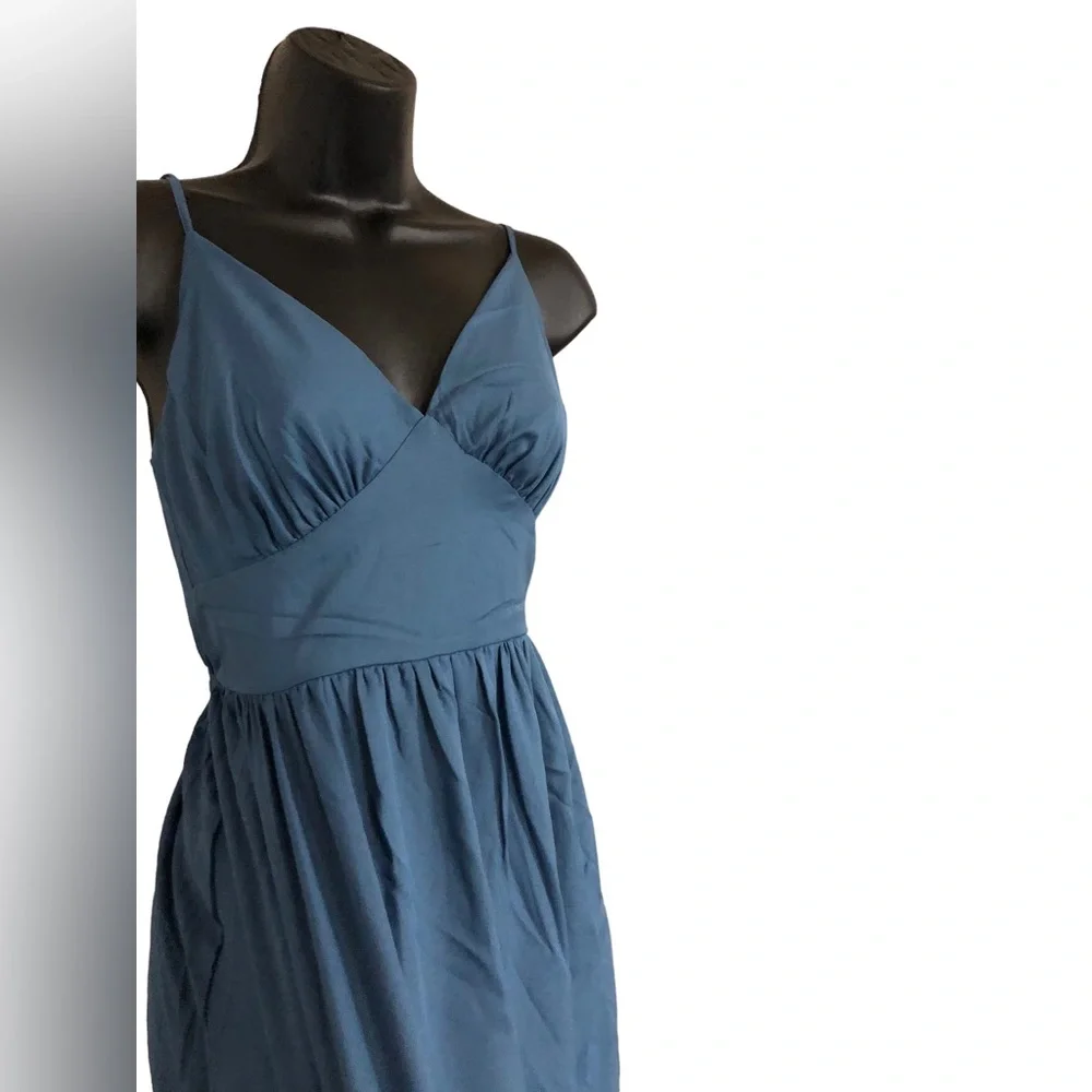 Jessica‎ Simpson blue v-front open tie back tiered spaghetti strap dress size XS
